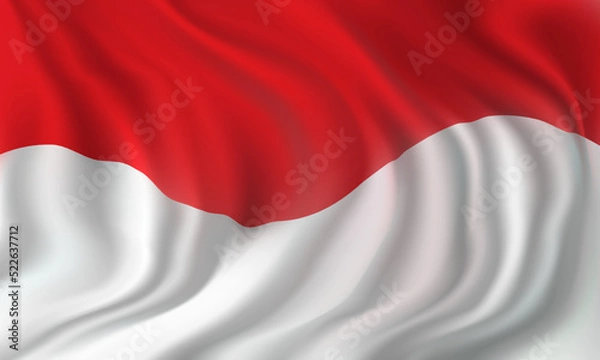 Obraz Bendera Indonesia (translation: Flag of Indonesia). Realistic Indonesian flag in wavy rectangle shape. Suitable for the background of the 17 August celebration of Indonesia independence day. 