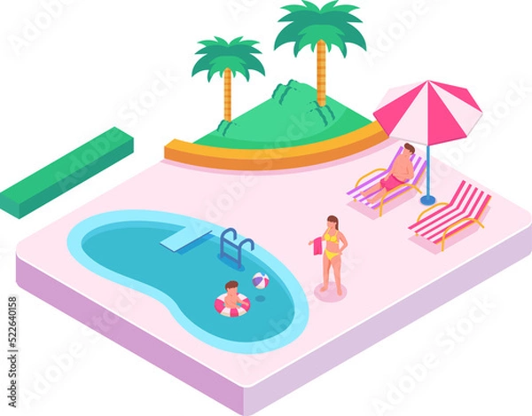 Fototapeta Beach activity isometric
