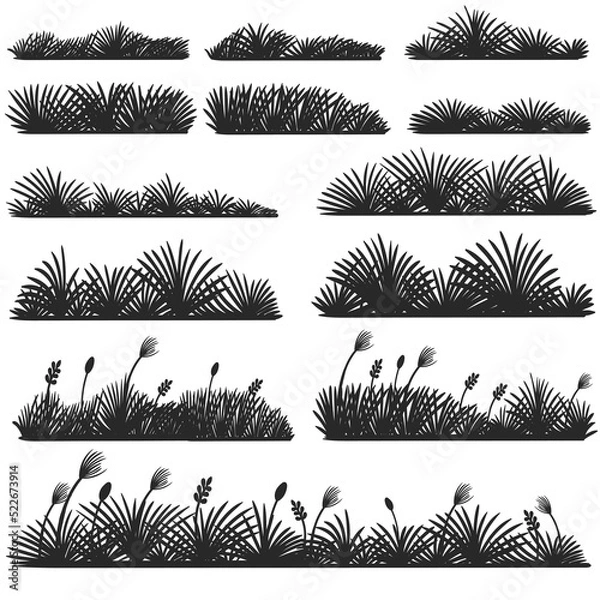 Obraz Grass border silhouette set collection vector illustration