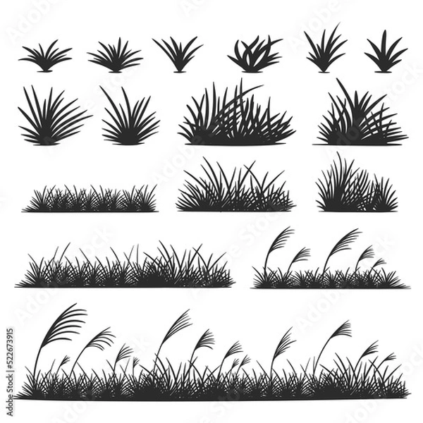 Obraz Grass silhouette collection vector illustration