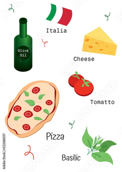 Obraz pizza and ingredients