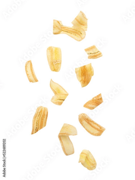 Fototapeta Falling banana chips cutout, Png file.