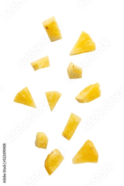 Fototapeta Falling pineapple slices cutout, Png file.
