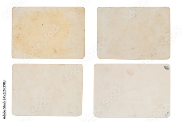 Fototapeta Set of photo paper with dusty and grungy texture and surface. Use for image overlay effect with space for vintage grunge design. Clipping patch.