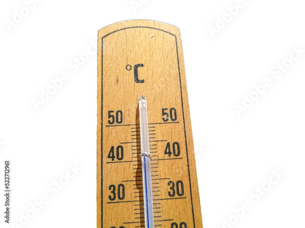 Fototapeta Detail of thermometer shows high temperature of over 35 in summer transparent png