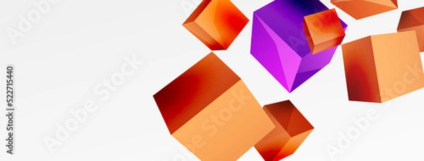 Obraz 3d vector abstract background. Flying cubes composition. Trendy techno business template for wallpaper, banner, background or landing