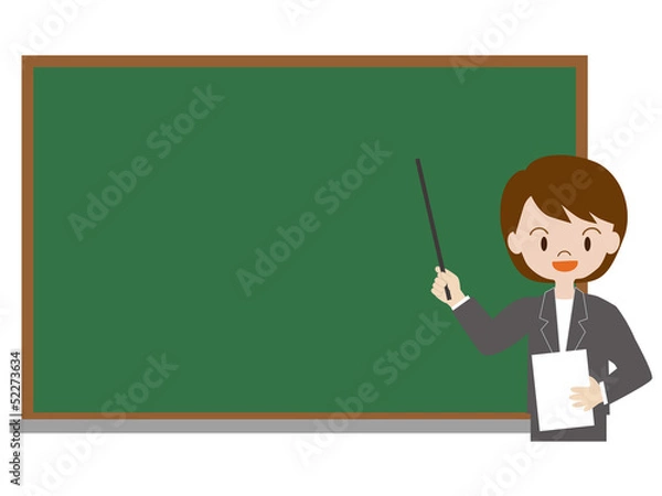 Fototapeta 黒板を背景にした教師
