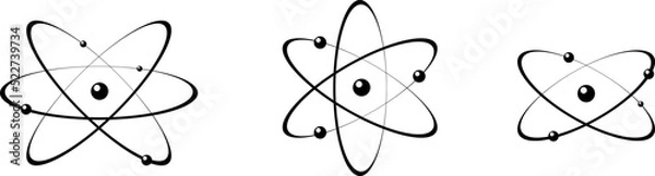 Fototapeta Atom icon in flat design. Molecule symbol or atom symbol isolated on white background.