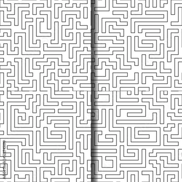 Obraz Collection of seamless vector patterns maze of black lines isolated on white background.Set of monochrome vector linear seamless patterns.
