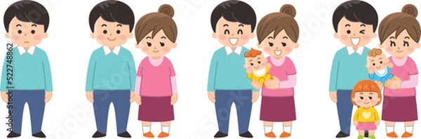 Fototapeta 家族が増える幸せ　結婚　出産　育児