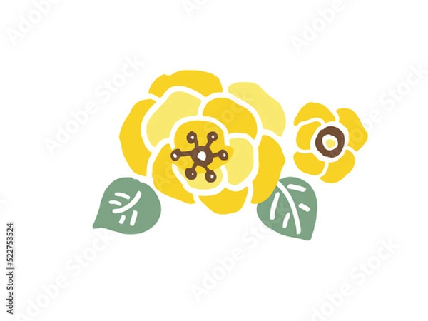 Obraz かわいい黃色の花／手書きイラスト素材