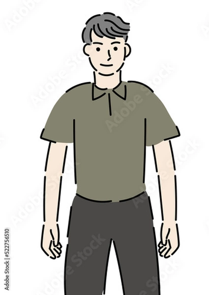 Obraz ポロシャツを着ている男性の手描きイラスト