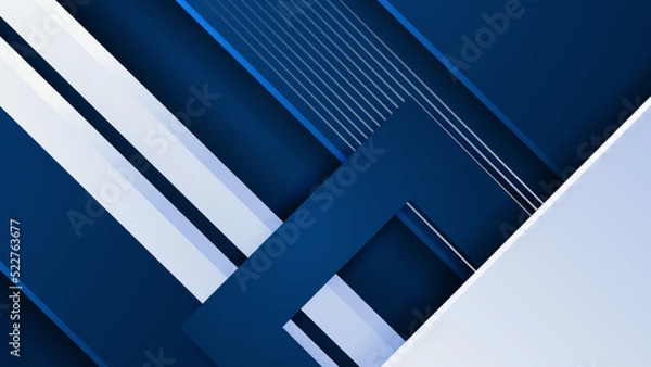 Fototapeta Blue and white geometric shapes abstract background geometry shine and layer element vector for presentation design. Suit for business, corporate, institution, party, festive, seminar, and talks.