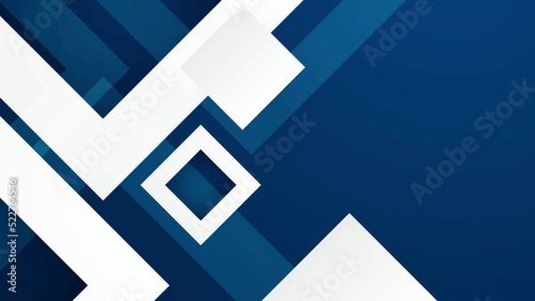Obraz Blue and white geometric shapes abstract modern technology background design. Vector abstract graphic presentation design banner pattern background web template.
