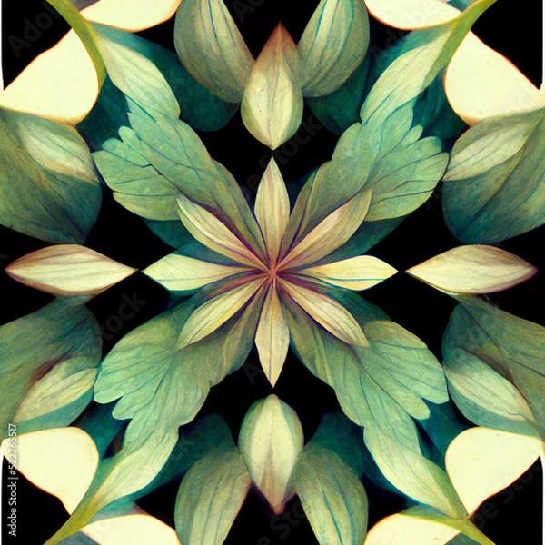 Obraz Abstract green leaves kaleidoscope pattern background