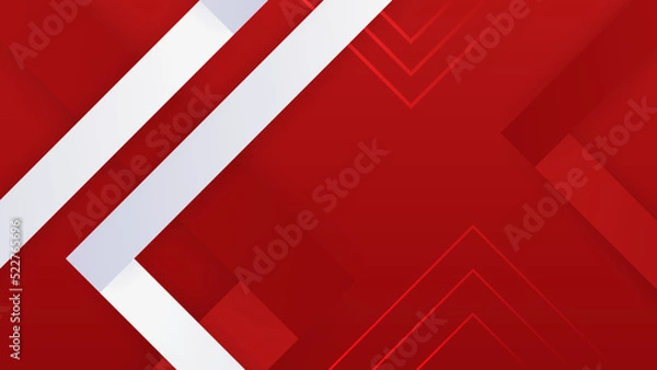 Fototapeta Modern red and white geometric shapes abstract background geometry shine and layer element vector for presentation design. Suit for business, corporate, institution, party, festive, seminar, and talks