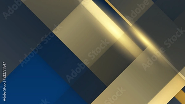Fototapeta Golden lines on blue background