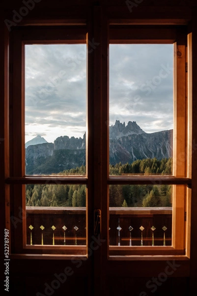 Fototapeta view from the window to the mountain
