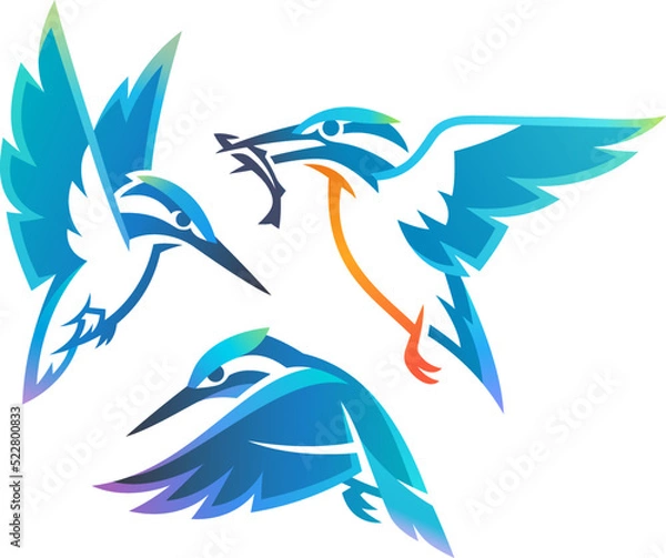 Fototapeta Stylized Kingfishers