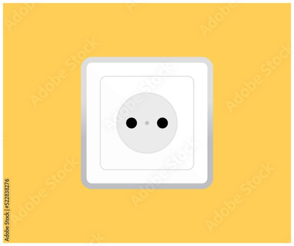 Fototapeta Electric socket on, Power electrical socket realistic logo design. Power electricity, outlet european  vector design and illustration.