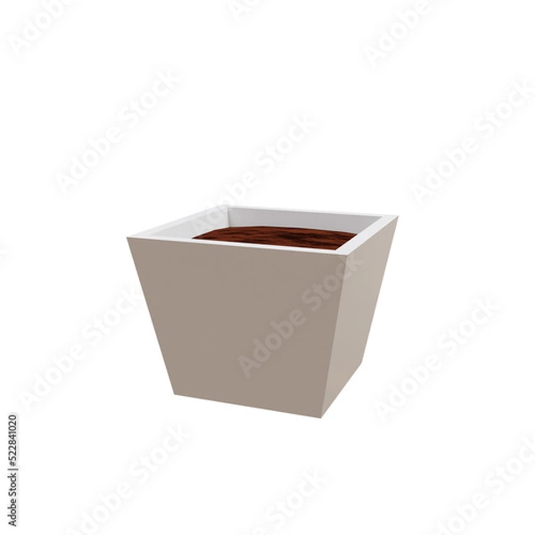 Fototapeta White empty plant pot. 3d rendering.	