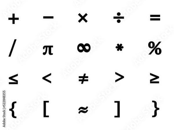 Fototapeta Mathematical Icons, math symbols. Vector isolated on white
