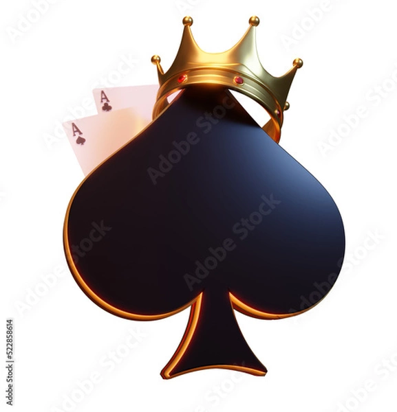 Fototapeta Spade with Crown 3D Render