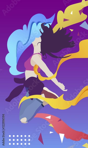 Fototapeta Dynamic Grooves: Vector Zumba Dancer amid Abstract Motion