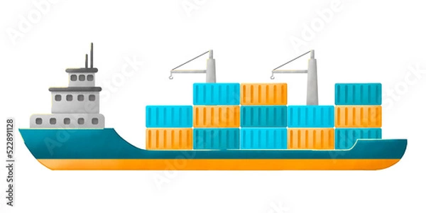 Obraz Cargo equipment, tanker. Transport logistics, container loading. Color illustration.