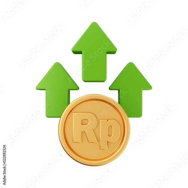 Fototapeta Increase and decrease money dollar yen euro arrow 3d icon illustration