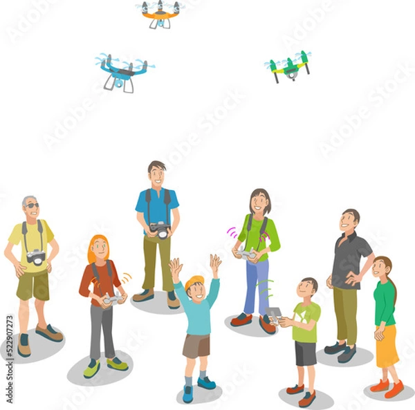 Obraz ドローン飛行を応援する人々