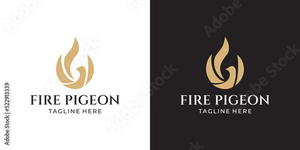 Obraz Fire Pigeon Logo Luxury. Fire + Pigeon Shape