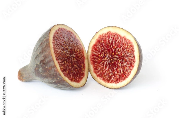 Obraz Sliced ripe fig isolated on white background