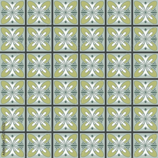 Fototapeta Light green tiles in pattern