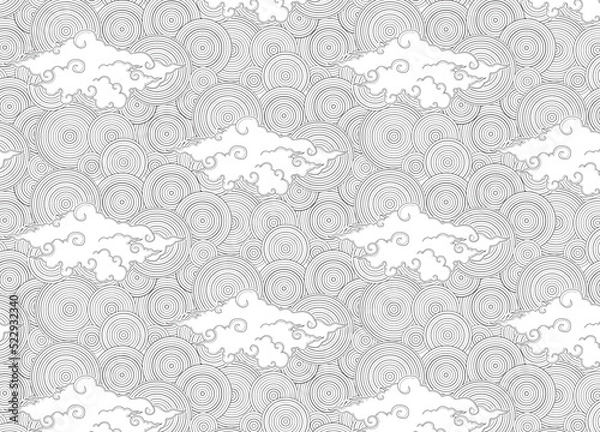 Fototapeta The image of clouds, wind, rainstorm, black and white color. Pictures of art patterns of nature environment with clouds and light breeze blowing.