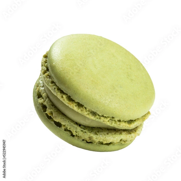 Fototapeta Pistachio flavour macaron isolated with transparent background