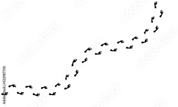 Obraz Human footprints tracking path on white background, Shoes trail track vector illustrations	
