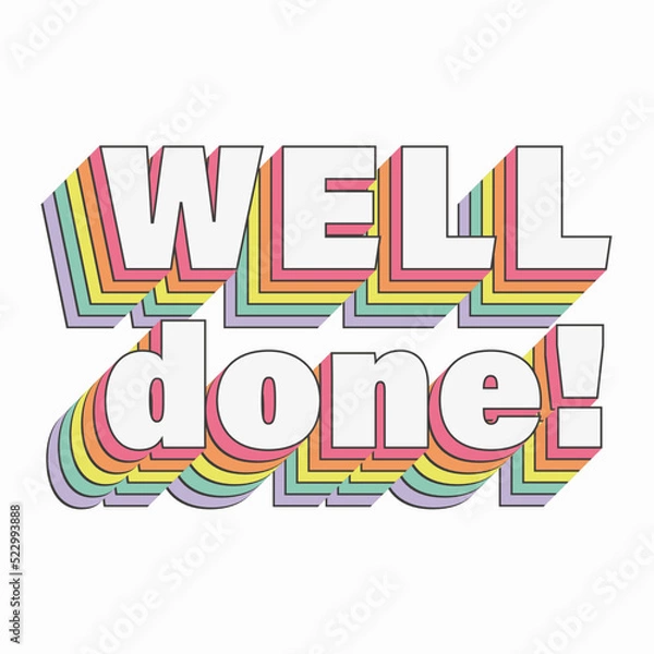 Fototapeta well done typography sticker with rainbow vibrant shadow