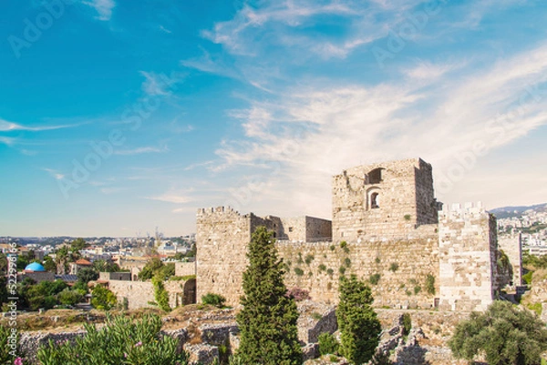 Obraz Beautiful view of the Crusader Fort in Byblos (also known as Jubayl or Jebeil), Lebanon
