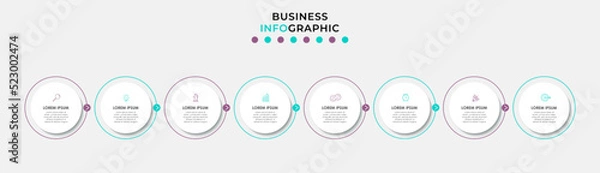 Fototapeta Vector Infographic design business template with icons and 8 options or steps. Can be used for process diagram, presentations, workflow layout, banner, flow chart, info graph