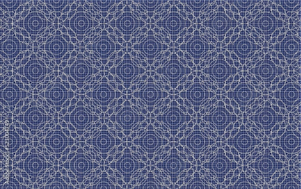 Obraz blue and white fabric texture pattern tiles graphic art design