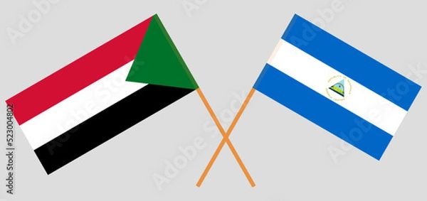 Fototapeta Crossed flags of the Sudan and Nicaragua. Official colors. Correct proportion