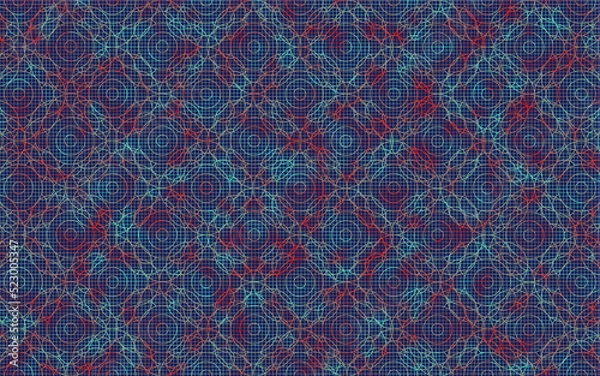 Obraz blue green and red glow fabric texture pattern tiles graphic art design