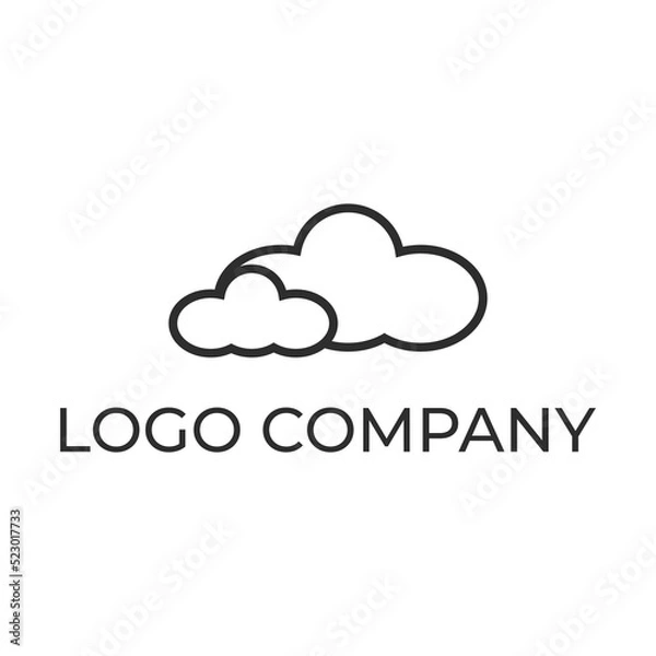 Fototapeta Cloud logo. Line, outline version, abstract cloud outline vector sign. Symbol, logo illustration. Computing cloud icon.