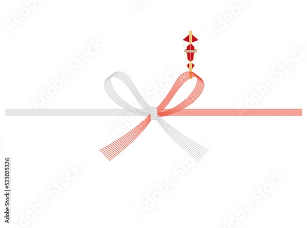 Obraz のし紙_紅白花結び（蝶結び）_７本_半紙版サイズ