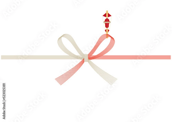 Obraz のし紙_赤金花結び（蝶結び）_７本_A4サイズ