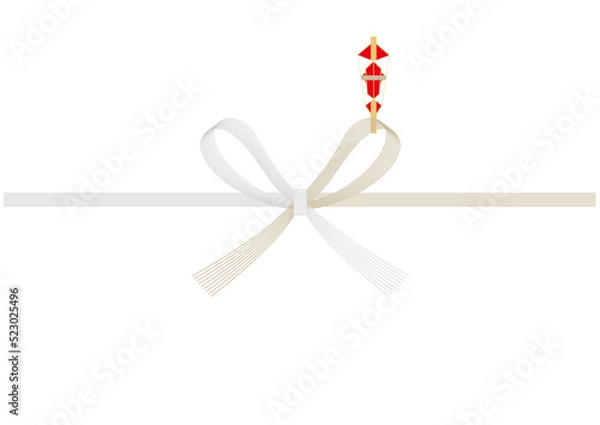 Obraz のし紙_金銀花結び（蝶結び）_赤熨斗_７本_A4サイズ