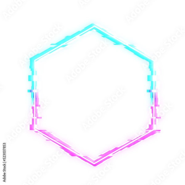 Fototapeta fault hexagon neon effect border transparent background