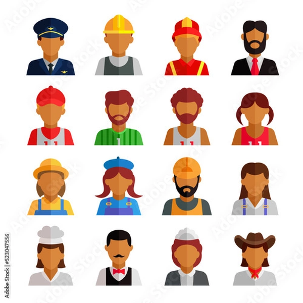 Fototapeta profession character icon set