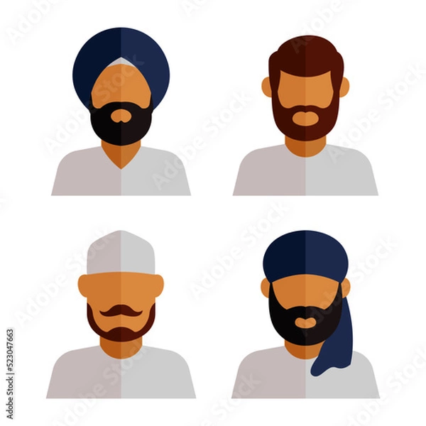 Obraz People indian icon set illustration